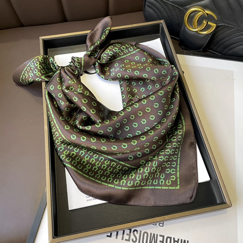 

NEW Original Coffee U-shaped Leopard Silk Scarf For Women Men Temperament 100% Mulberry Silk Neck Scarf Travel Handkerchief