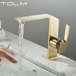 TOLM Golden Toilet Faucet Bathroom Sink Faucets Faucet for Washing Single Lever Bathroom Sink Faucet Luxury Bathroom Faucet