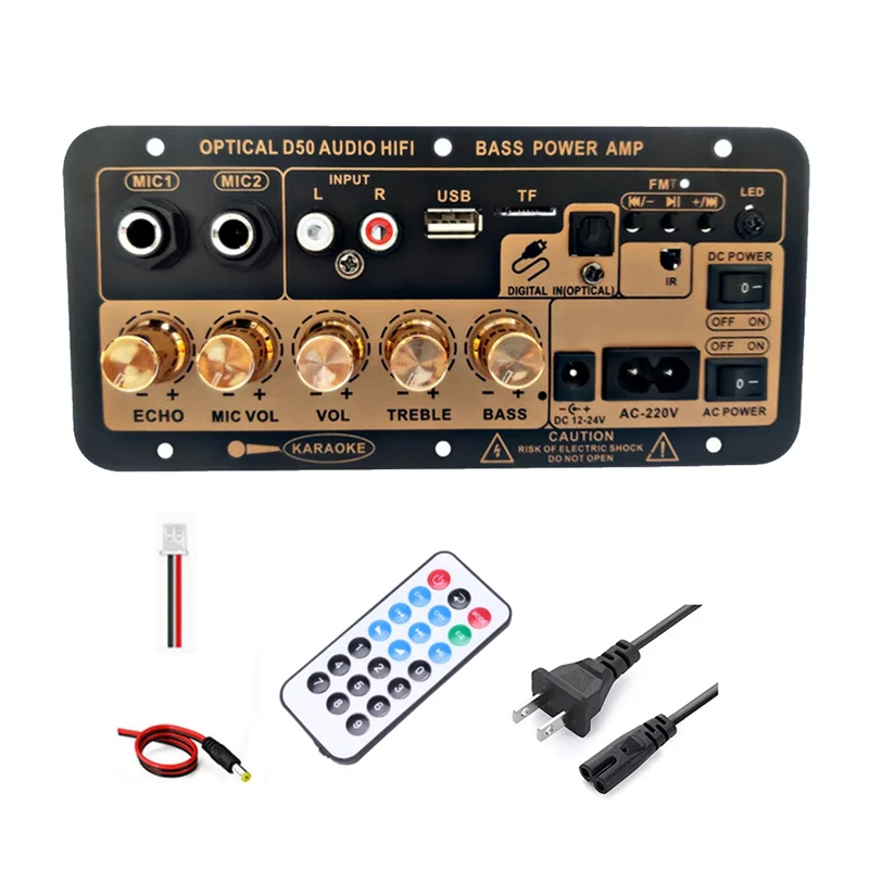 

M18K-Bluetooth Digital Amplifier Board with Optical Audio Input Karaoke Amplifier Home/Car Subwoofer Amplifier Board(US Plug)