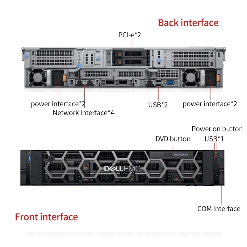 خادم رف 2U مخصص ، هيكل الكمبيوتر ، التخزين السحابي ، الأداء العالي ، EMC R760 R830 R940 الأصلي