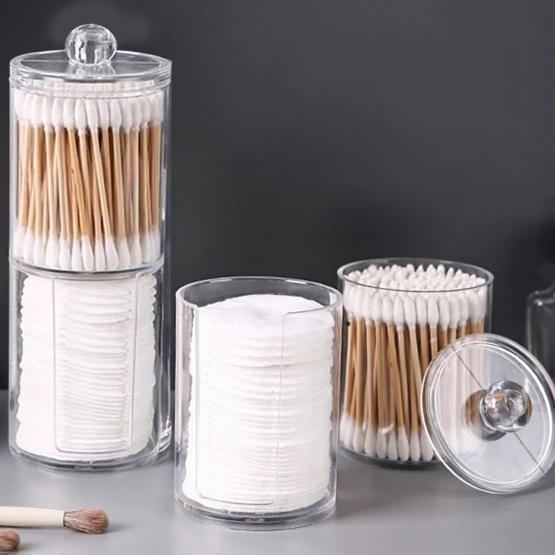 Transparente Make-Up Baumwolle Pads Tupfer Lagerung Bin Fall Kosmetik Organizer Box Mit Abdeckung Für Frauen Make-Up Halter Liefert