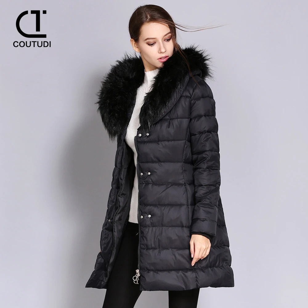 COUTUDI Winter Warm Jackets For Women Fur Hooded Parkas Winter soft Warm Woman Outerwear Clothing  Female Jacket Cotton Coat