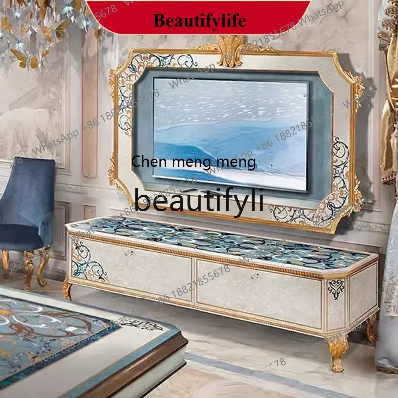 D178  French Italian luxury shell parquet TV cabinet solid wood furniture TV cabinet