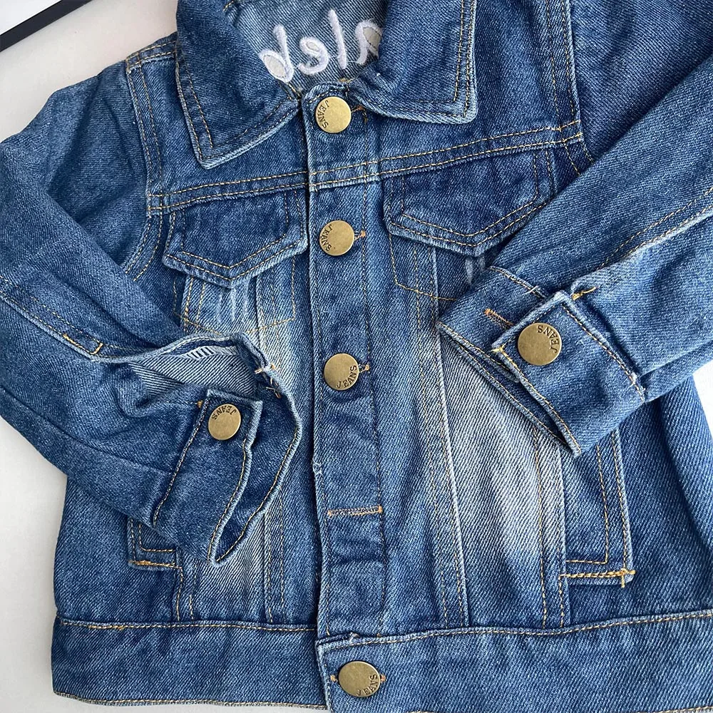 Giacca di jeans personalizzata per bambini, giacca di jeans per bambini con nome ricamato, giacca di jeans in Denim personalizzata per bambini