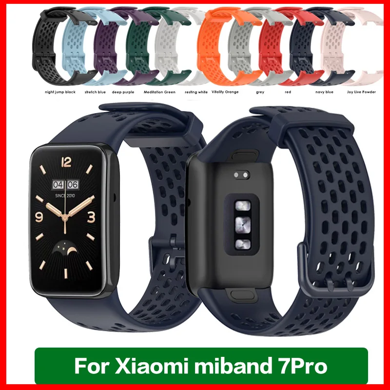 Pulsera deportiva transpirable, accesorios, correa de silicona para Xiaomi Mi Band 7 Pro, correa de muñeca de repuesto de silicona