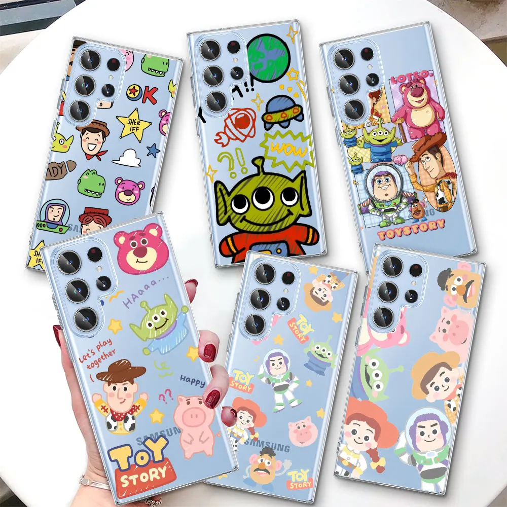 Soft Case for Samsung Galaxy S23 S20 S21 FE S22 S24 Ultra S8 S10 Lite S9 Plus Transparent Phone Cover Disney Cartoon Toy Story