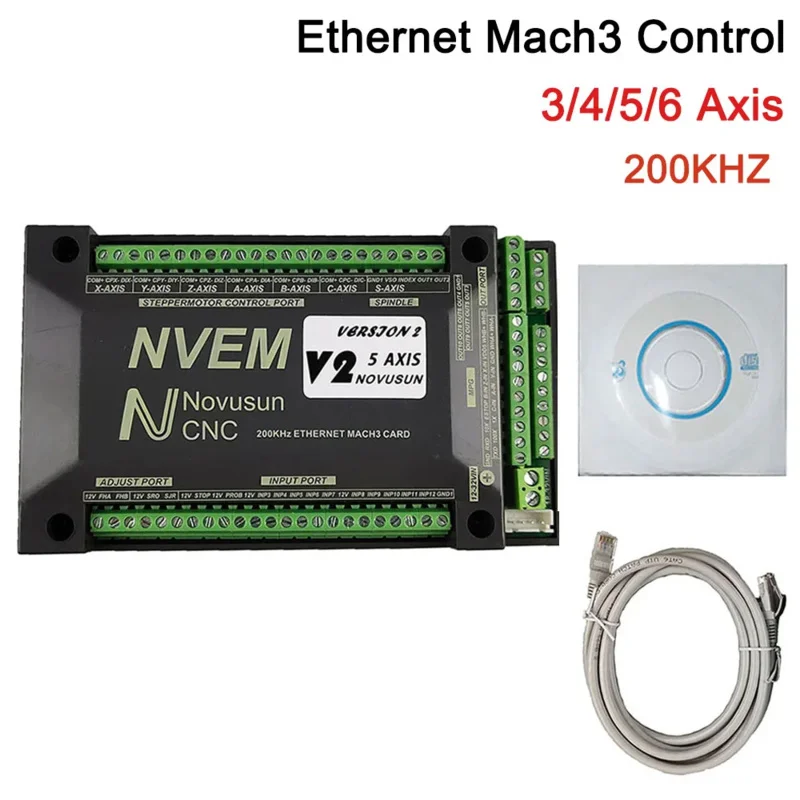 NVEM CNC Motion Controller 200KHz Nvemv2.1 Upgrade 3 4 5 6 Axis Mach3 Control Card Ethernet Interface