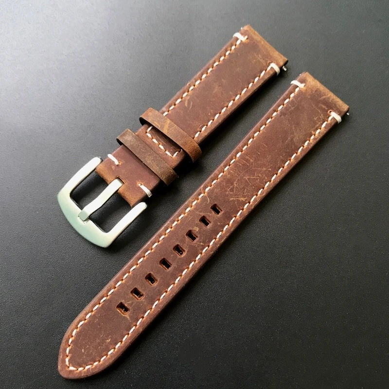 Top Grain Genuine Leather Watch Band Strap Quick Release Watch Bands 18mm 20mm 22mm Vintage Watchbands High Quality