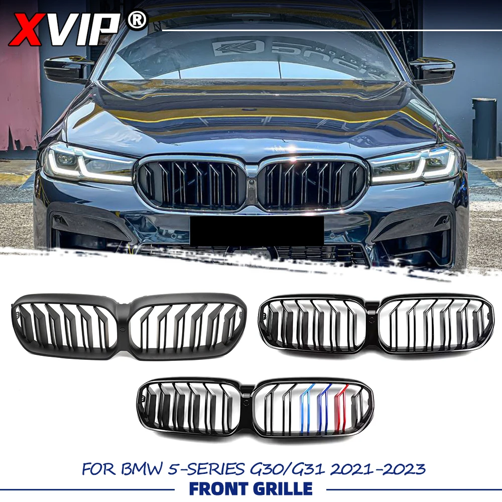 

Глянцевая решетка радиатора XVIP M-Color Double Line Style для переднего бампера BMW 5-й серии G30 G31 2021-2023, верхняя гоночная решетка