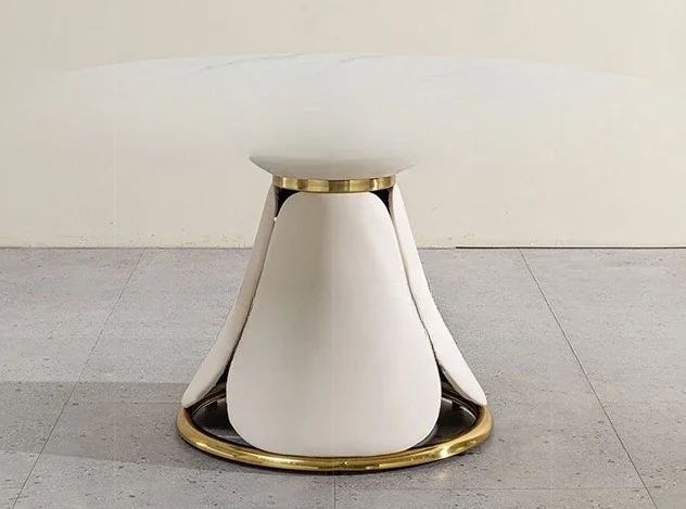 طاولة طعام مستديرة من الرخام، طاولة طعام منزلية ذات إحساس عالٍ، طاولة طعام مستديرة عائمة صغيرة #3