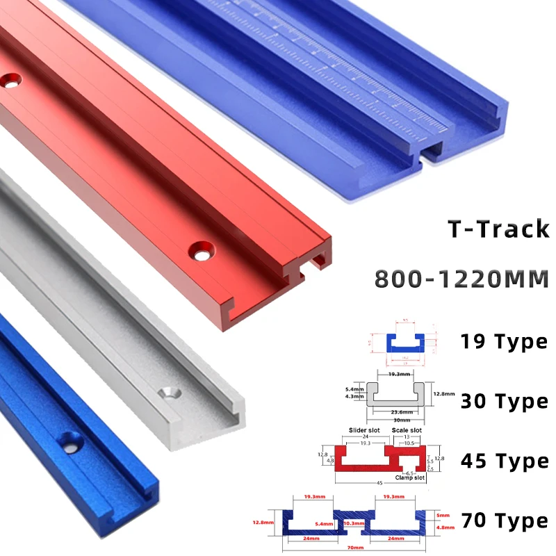 30 Type T-slot 45 Type 70 Type Miter Track 800/1000/1220mm Chute Track Stop Limit Aluminum Alloy Guide Rail Carpenter DIY Tool