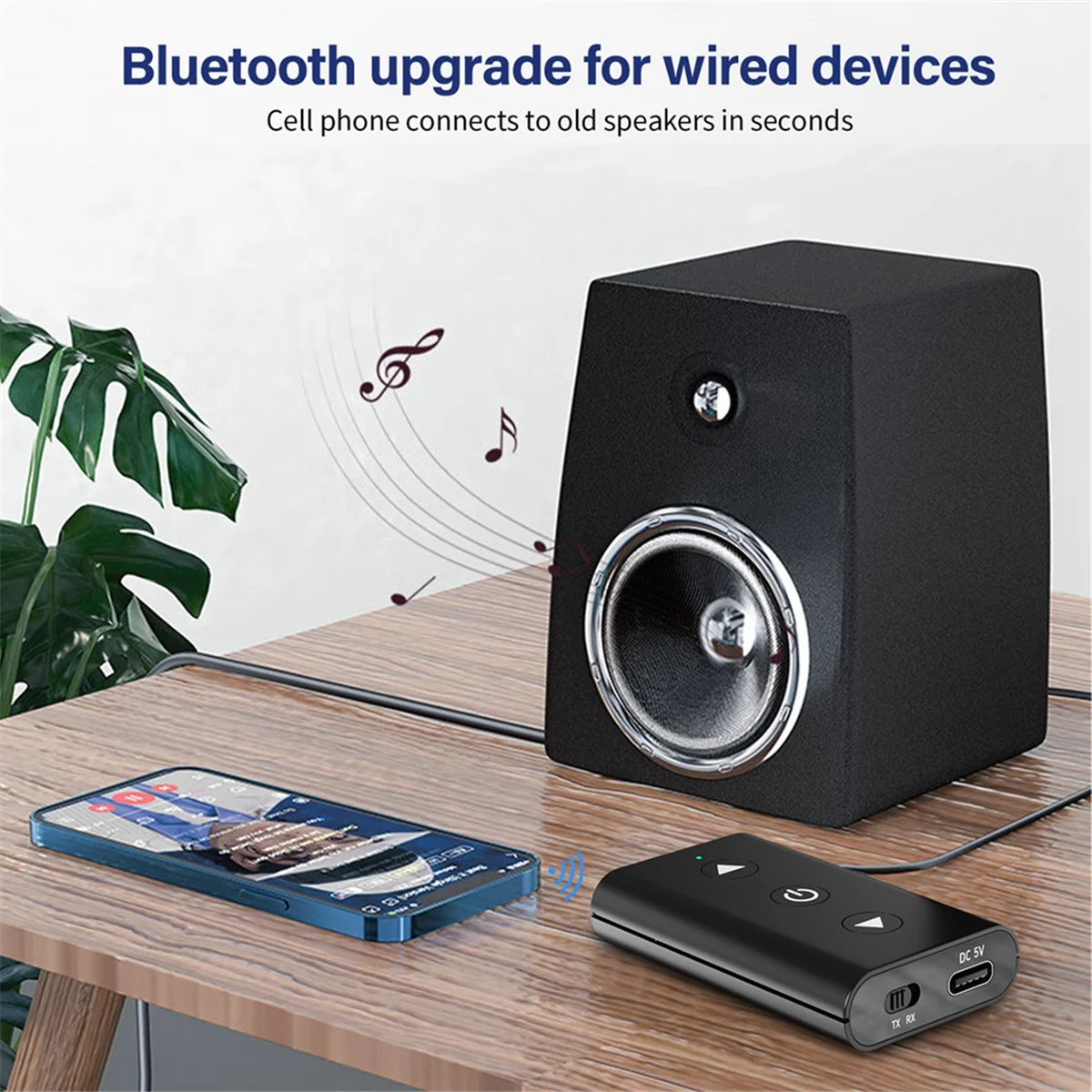 

T36C A2 Audio Adapter Bluetooth 5.1 Receiver and Transmitter Plug and Play with 3.5mm Audio Cable