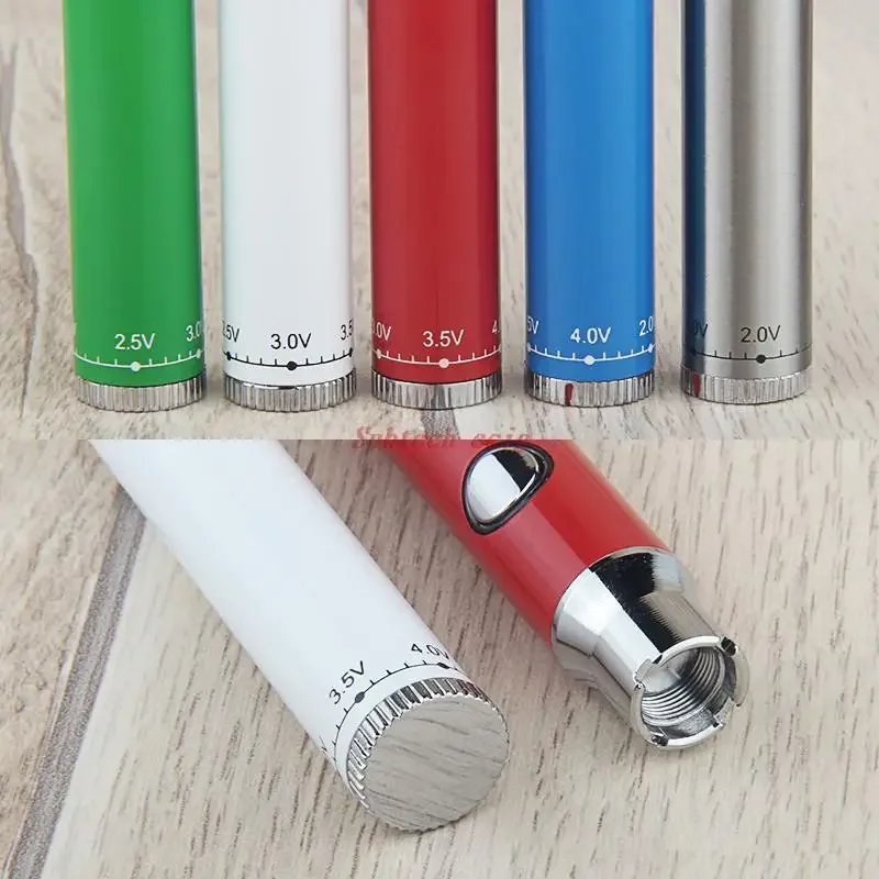 10 قطعة 510 الموضوع سخن VV بطاريات سليم القلم 400mah 2.0 فولت-4.0 فولت ضبط الجهد البطارية ل Vape خراطيش الكوكيز TH205 عربة