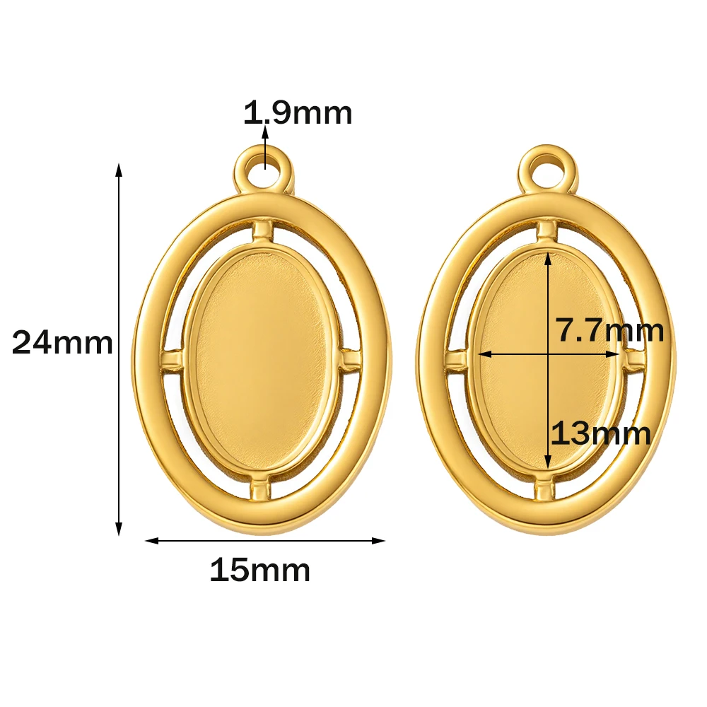 5pcs Stainless Steel Heart Round Blank Cabochon Base Pendant For Cameo Jewerly Mix Irregular Cross Tray Bezel Pendentif Making
