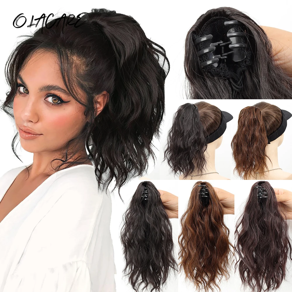 

LM Synthetic Wavy Ponytail Extension Hairpiece Short Curly Claw Clip Ponytail For Women Heat Resistant Pony Tail Clip Fake Hair