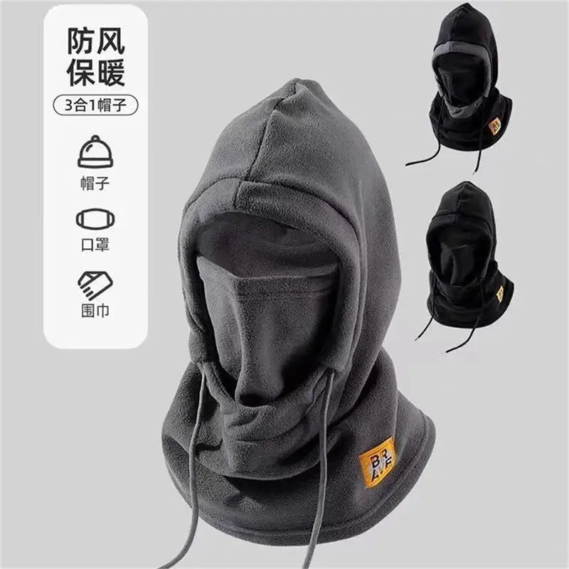 Knit Windproof Balaclava, Outdoor Cycling Mask, Neck Protection, Cold Insulation, Integrated With Fleece Face Protection Hat