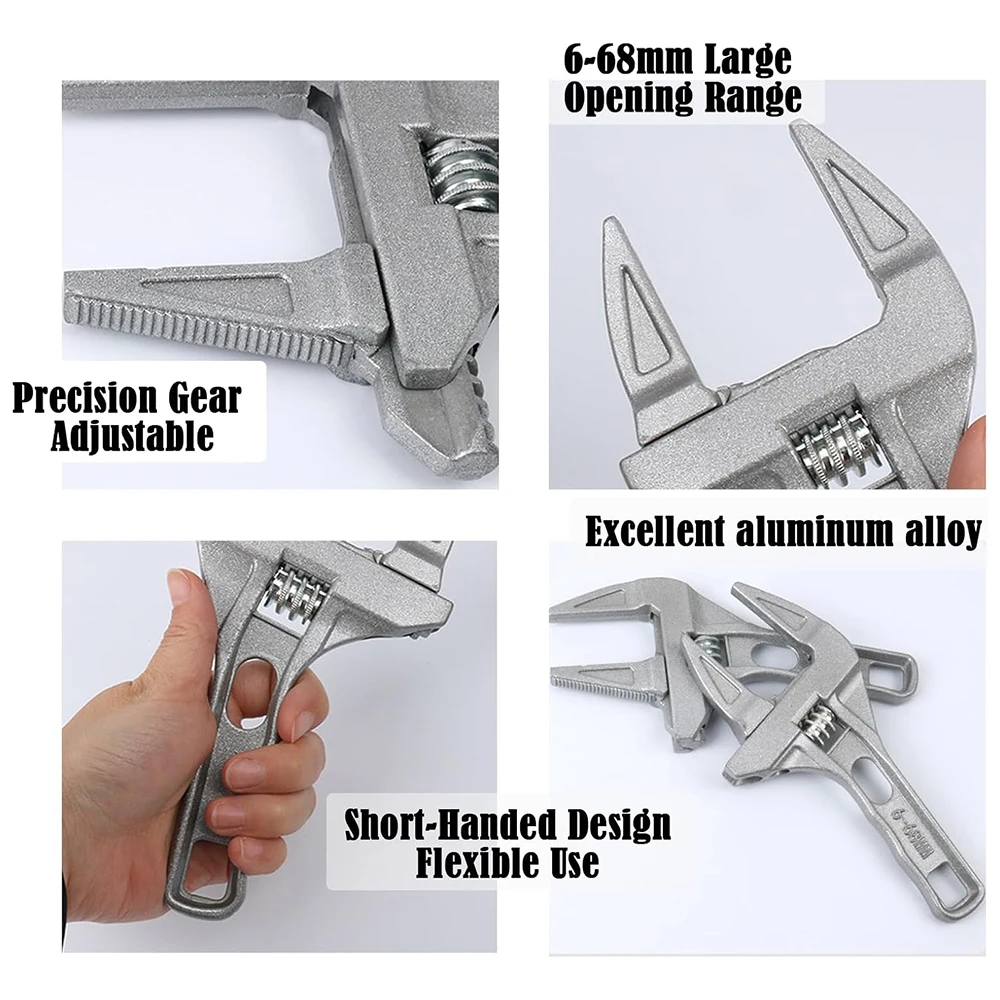 16-68 مللي متر العالمي إصلاح مجموعة الحمام أدوات يدوية كبيرة افتتاح الأنابيب وجع الجوز مفتاح قابل للتعديل المفك أداة إصلاح الحمام