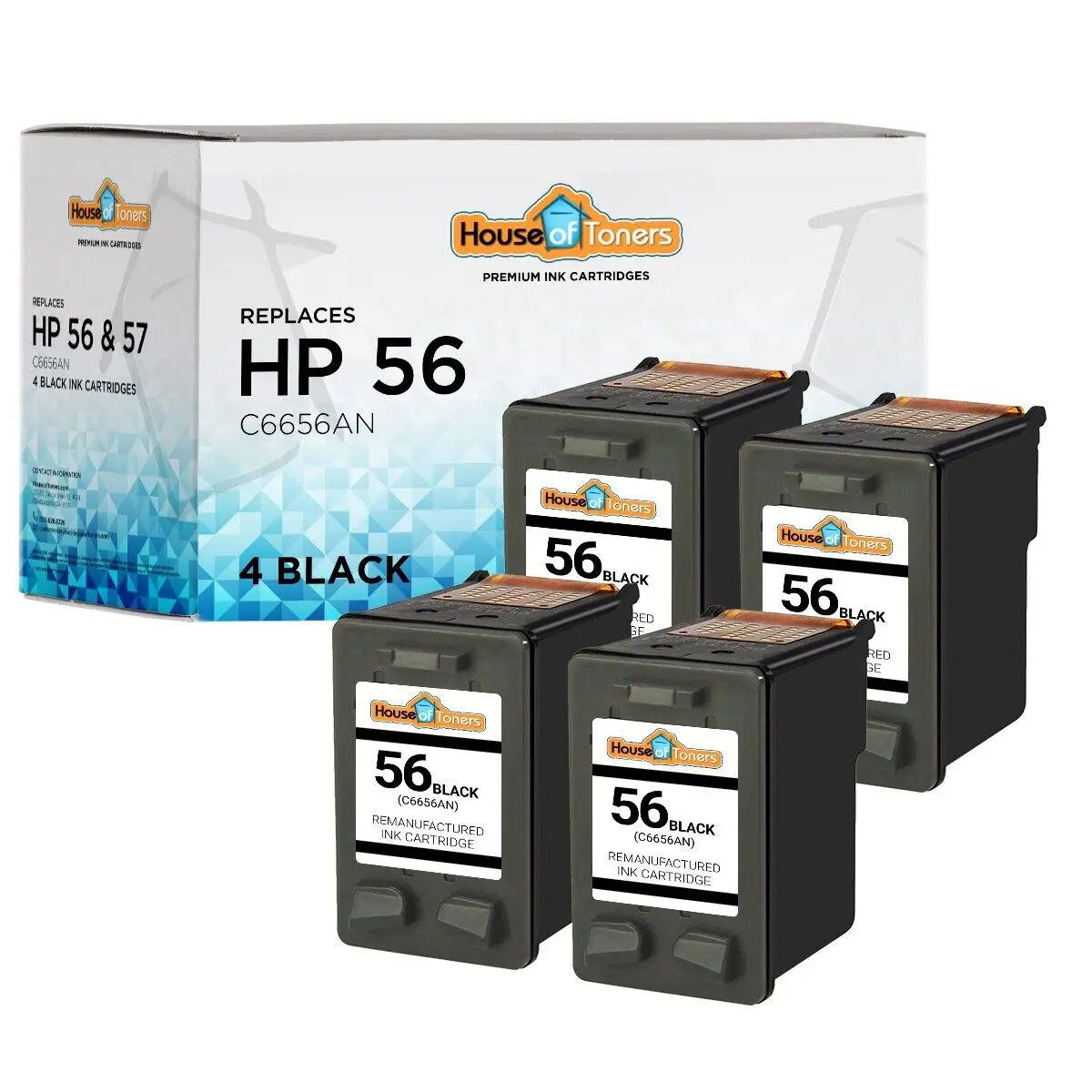 Tinta negra 4 PK 56 para HP PhotoSmart 7150 7260 7350 7450 7550 7660 7755 7760 7960