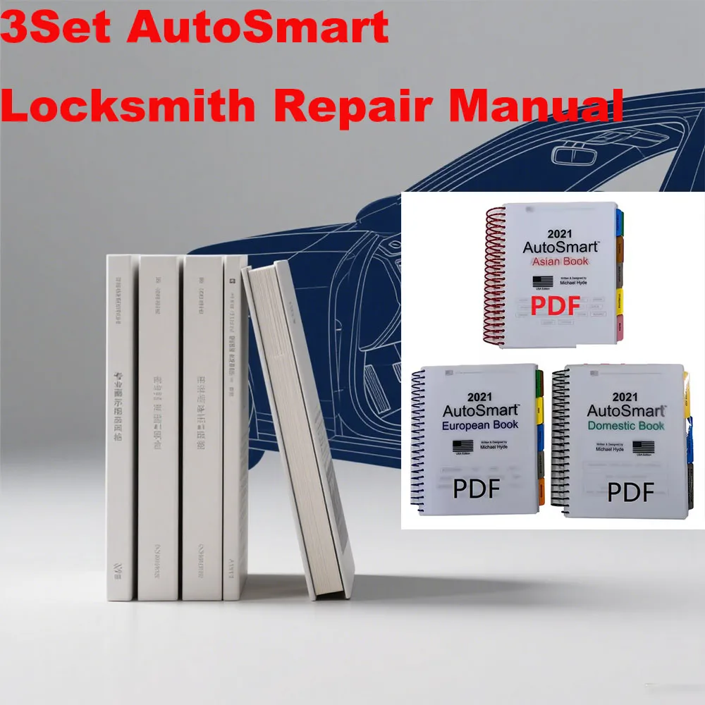2021 AutoSmart 3 E Book Set - Asian, European & Domestic Book Set - By Michael Hyde LockSmith OBD2 Scanner Car Maintenance Tools