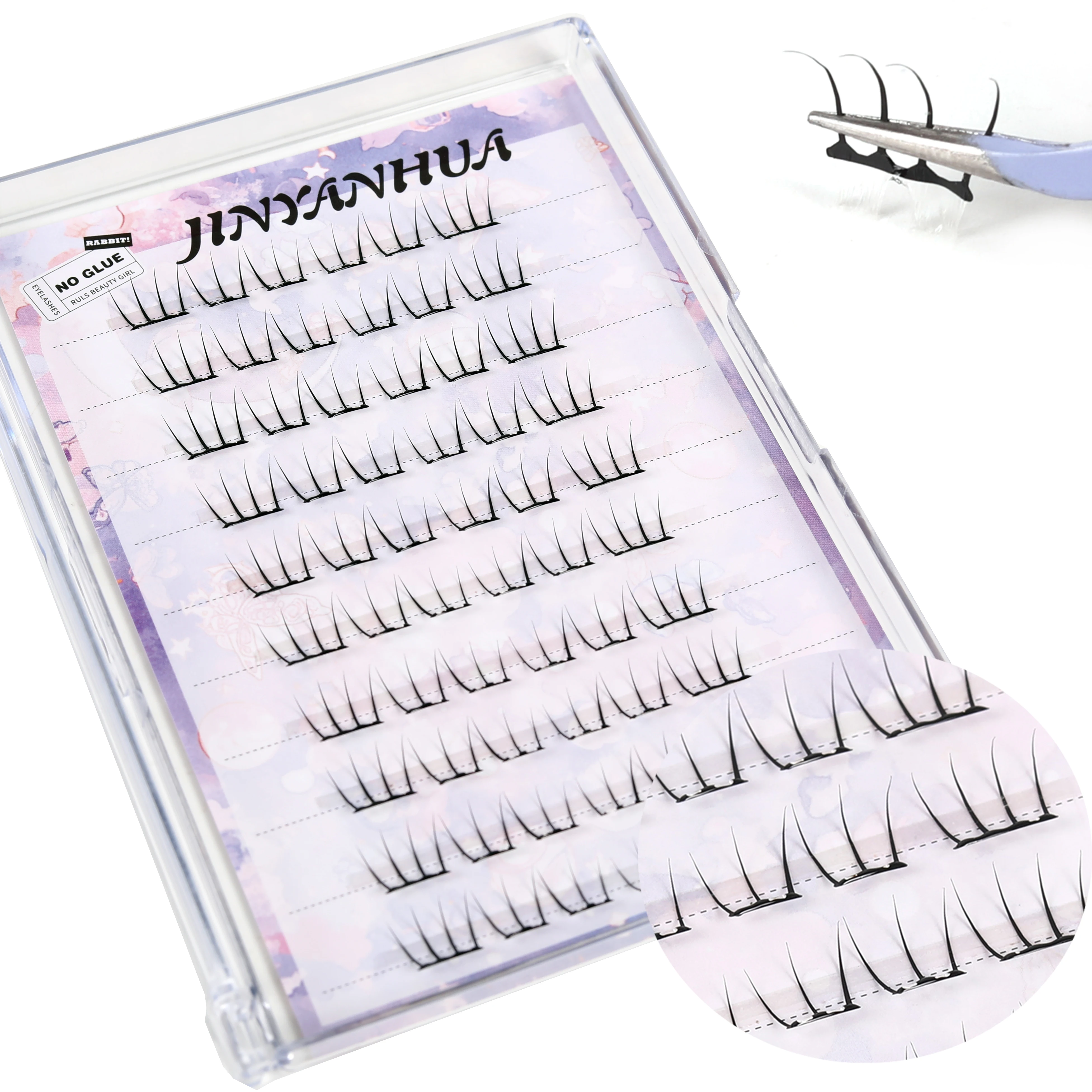 

Self Adhesive Eyelashes C Curl Lash Clusters Easy to Apply Press On Lashes Pre Glued Eyelash Clusters No Glue No Remover Needed