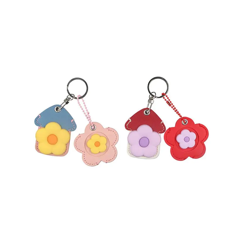 

Mini Protective Case Flower Keychain Creative Cute House Keyring Soft Fashion Flower Key Cover Cap Car Key Pendant