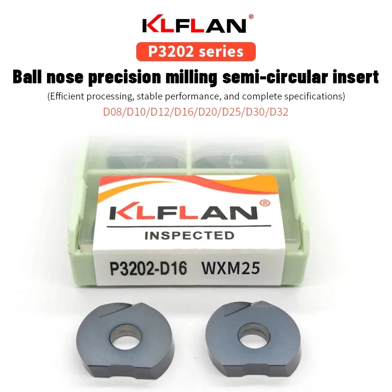 

P3202 Radius R4 R5 R6 R8 R10 R16 Brand Number WXM25 Ball Nose Finish Milling Semi-Circle Insert For Steel And Cast Iron Machinig