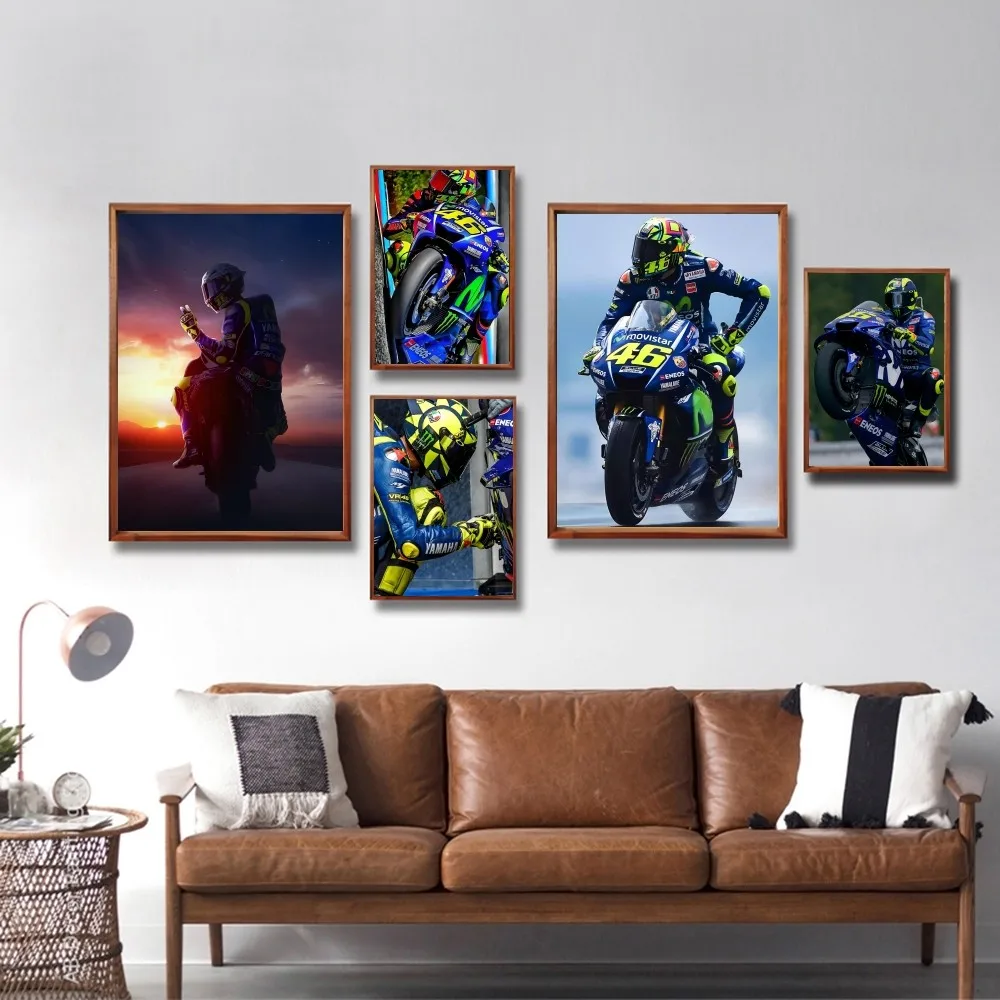 1PC motocykl wyścigowy Valentino Rossies plakat retro plakat z nadrukiem papierowa wodoodporna wysokiej jakości naklejka dekoracja ścienna domu