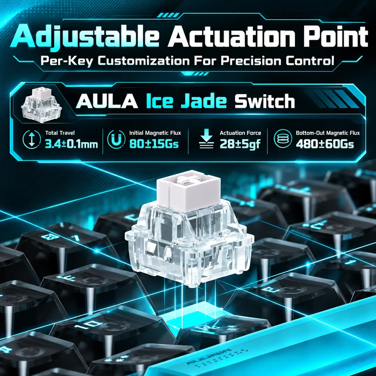 AULA Hero68 XS Hall Effect Gaming Keyboard 60 Percent Wireless Tri Mode 8000Hz Rapid Trigger Magnetic Switch RGB 6000mAh For PC - view 4