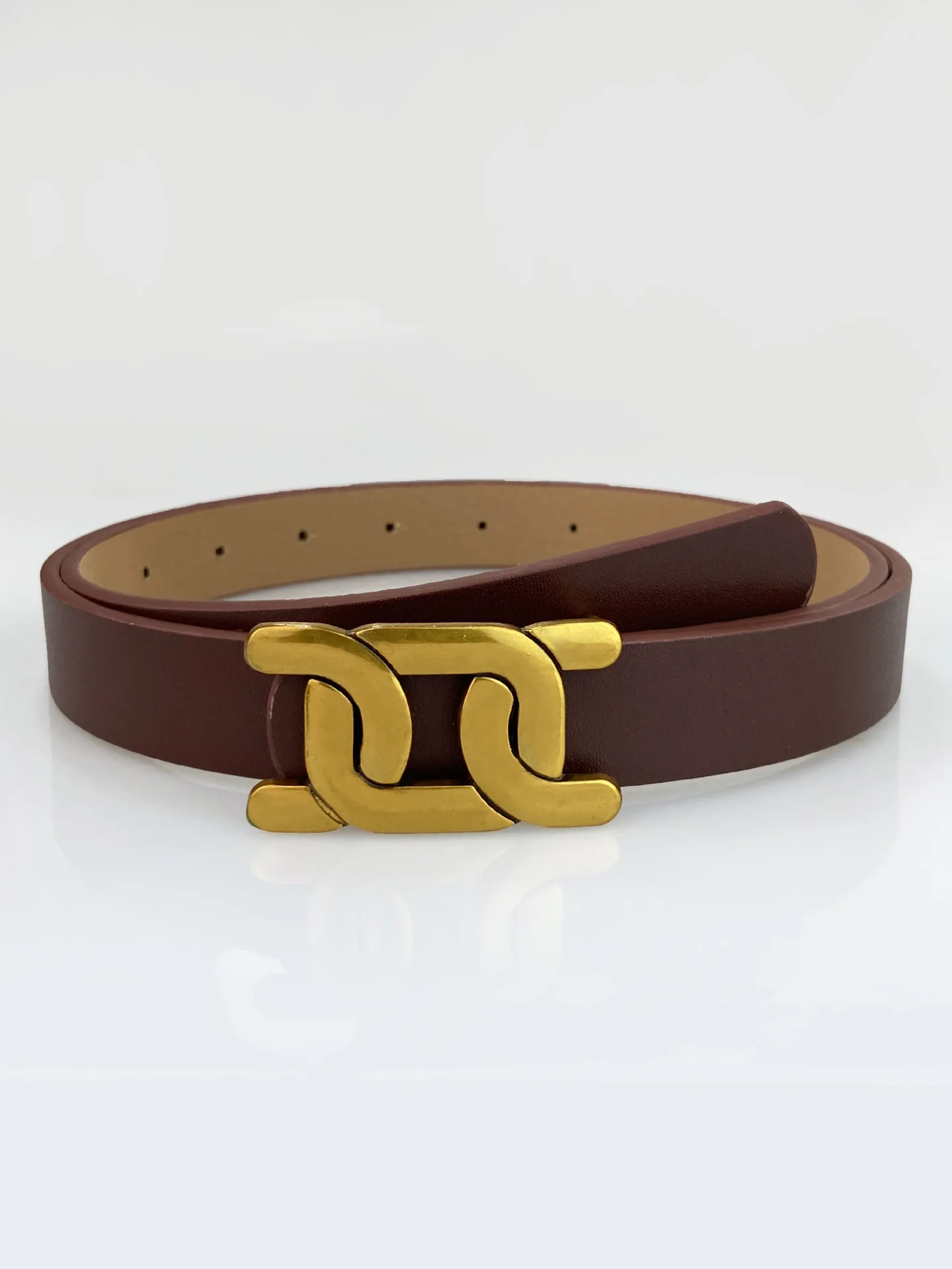 Новинка 2023 года, роскошный кожаный женский пояс с гладкой пряжкой, украшение на талию 2,5 см с поясом для костюма