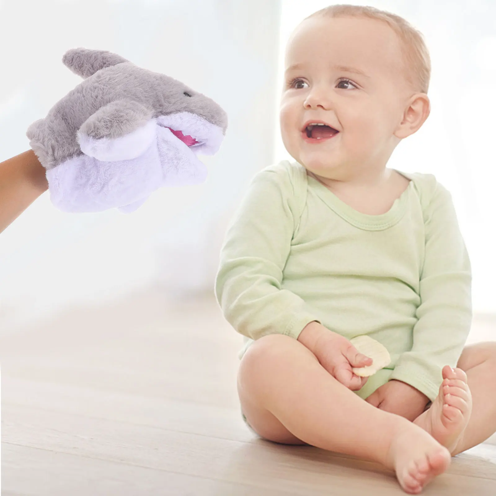 

Кукла-акула для детей: инструмент для творческих историй, реалистичный дизайн, мягкая на ощупь, подвижные плавники и челюсть, развивающая ролевая игра