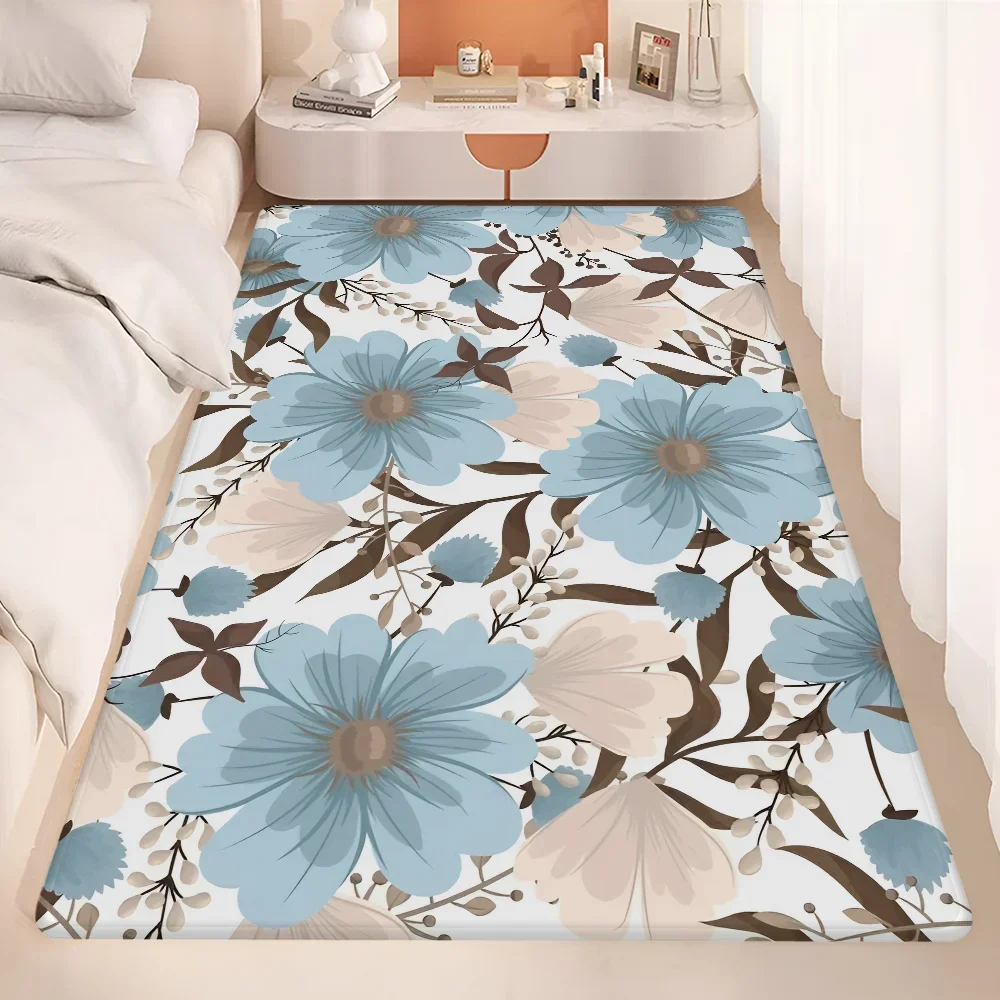 

Beautiful Flowers Floor Mat Entrance Door Mat Washable Non-Slip Living Room Sofa Chairs Area Mat Kitchen Welcome Doormat