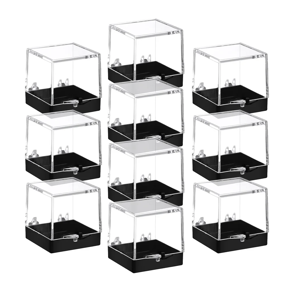 

10Pcs Transparent Display Box Clear Square Specimen Storage Case for Mineral Stones Collection and Desktop Organization Smooth