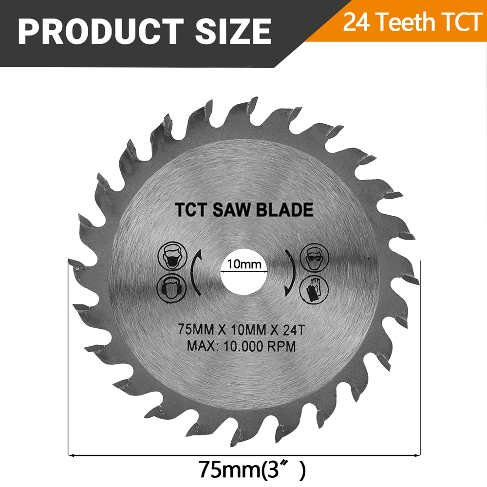 1/3pcs 75mm 3inch TCT Circular Saw Blade 24T Wood Cutting Dics Bore Diameter 10mm for Angle Grinder to Cutting Wood Plastic