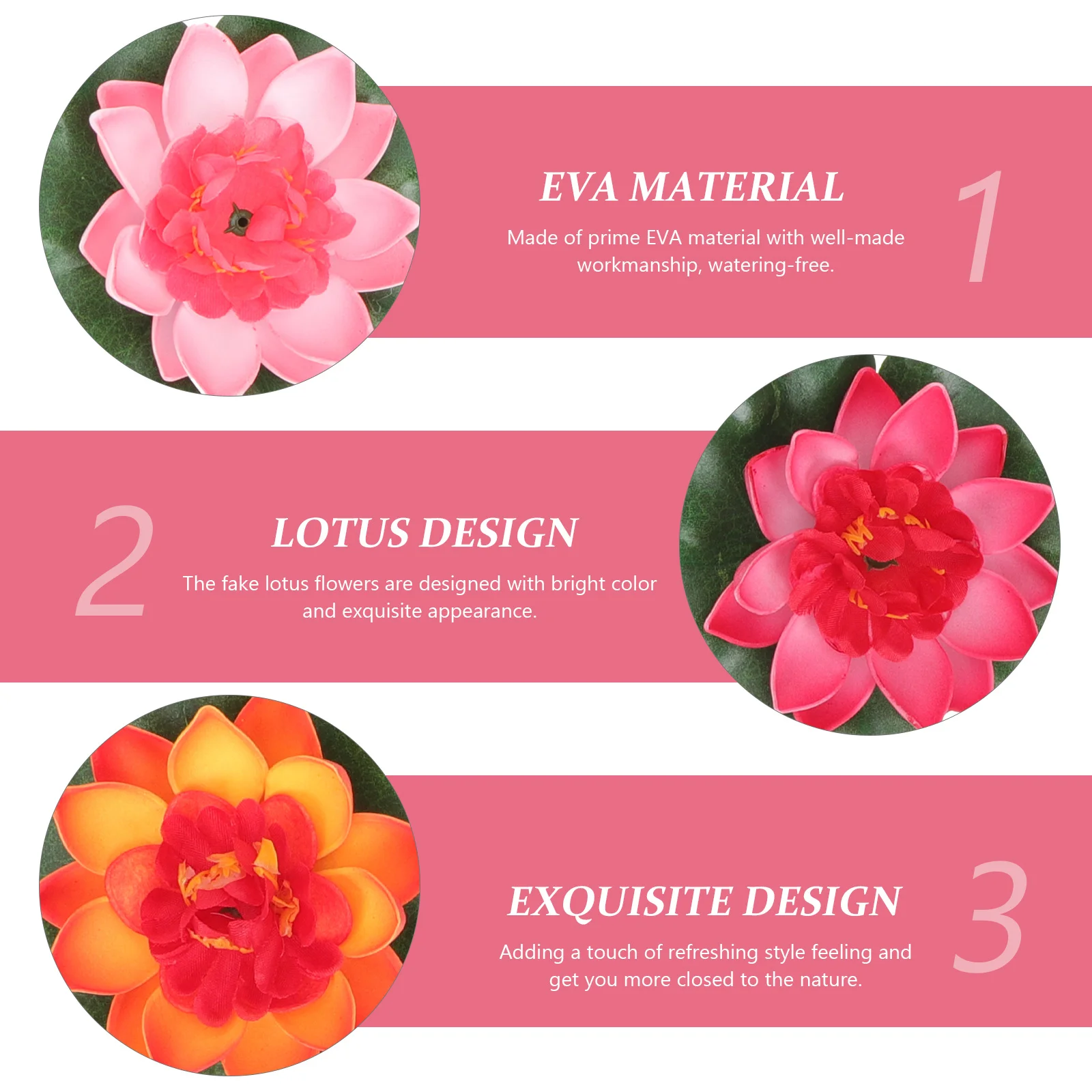 

7Pcs Simulated Floating Lotus Pool Decoration Realistic Artificial Flowers Waterproof Pond Garden Patio Ornament