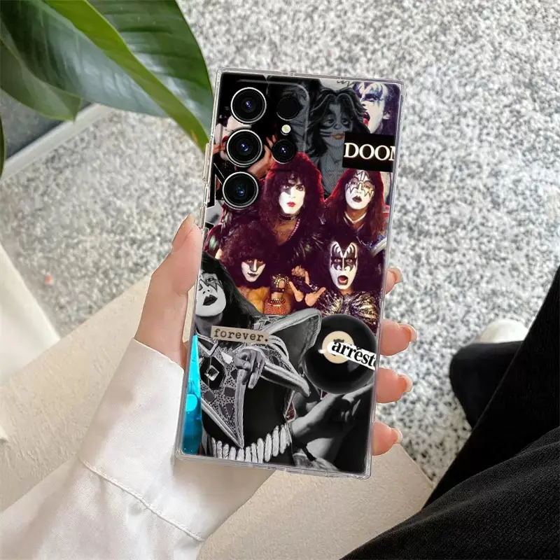 Capa de Telefone Kiss Band para Samsung, Capa Transparente, Banda de Rock, S24, S23, Ultra 5G, S22, S20, S10 Plus, S21, FE, Galaxy S24Ultra