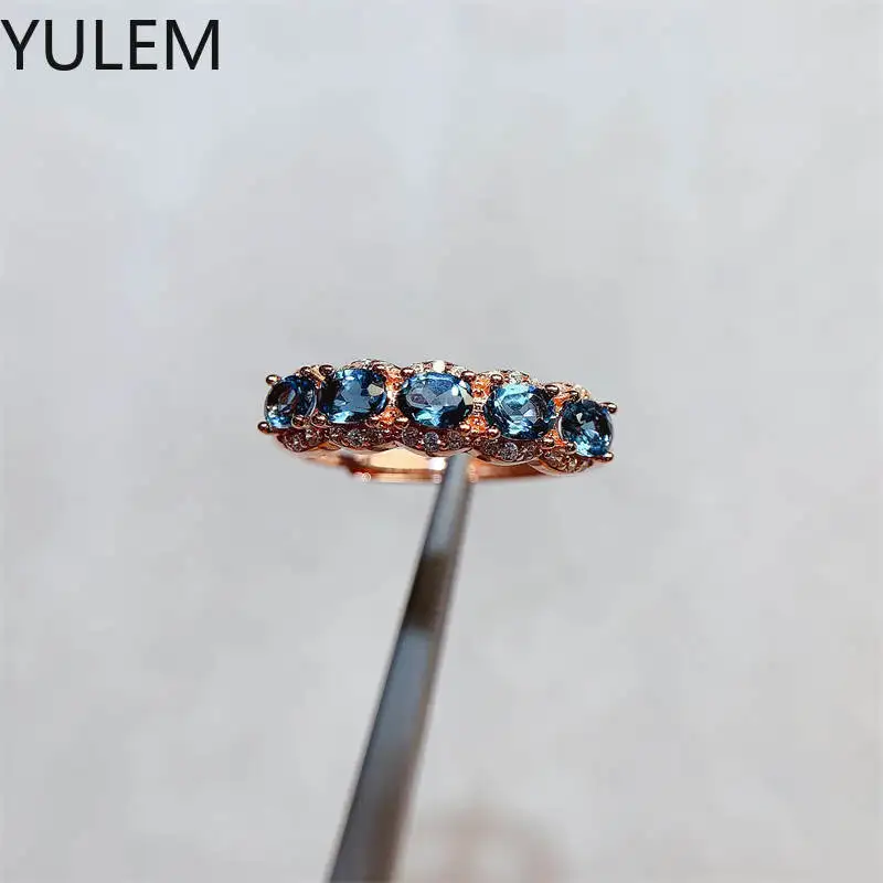 

925 Sterling Silver Simple Daily Wear Natural Sky Blue Topaz Ring Women's Fine Jewelry Birthday Party Gift