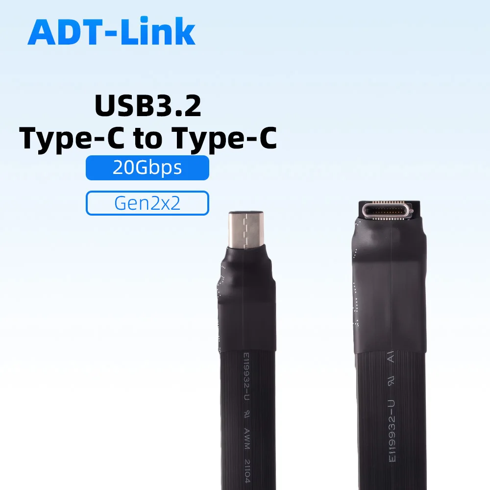 

USB 3.2 USB C Type C To Type-C Male Adapter Cable 90 Degree Gen2x2 20Gbps High-Speed Mini Extension for 3A Mobile Phones Tablet