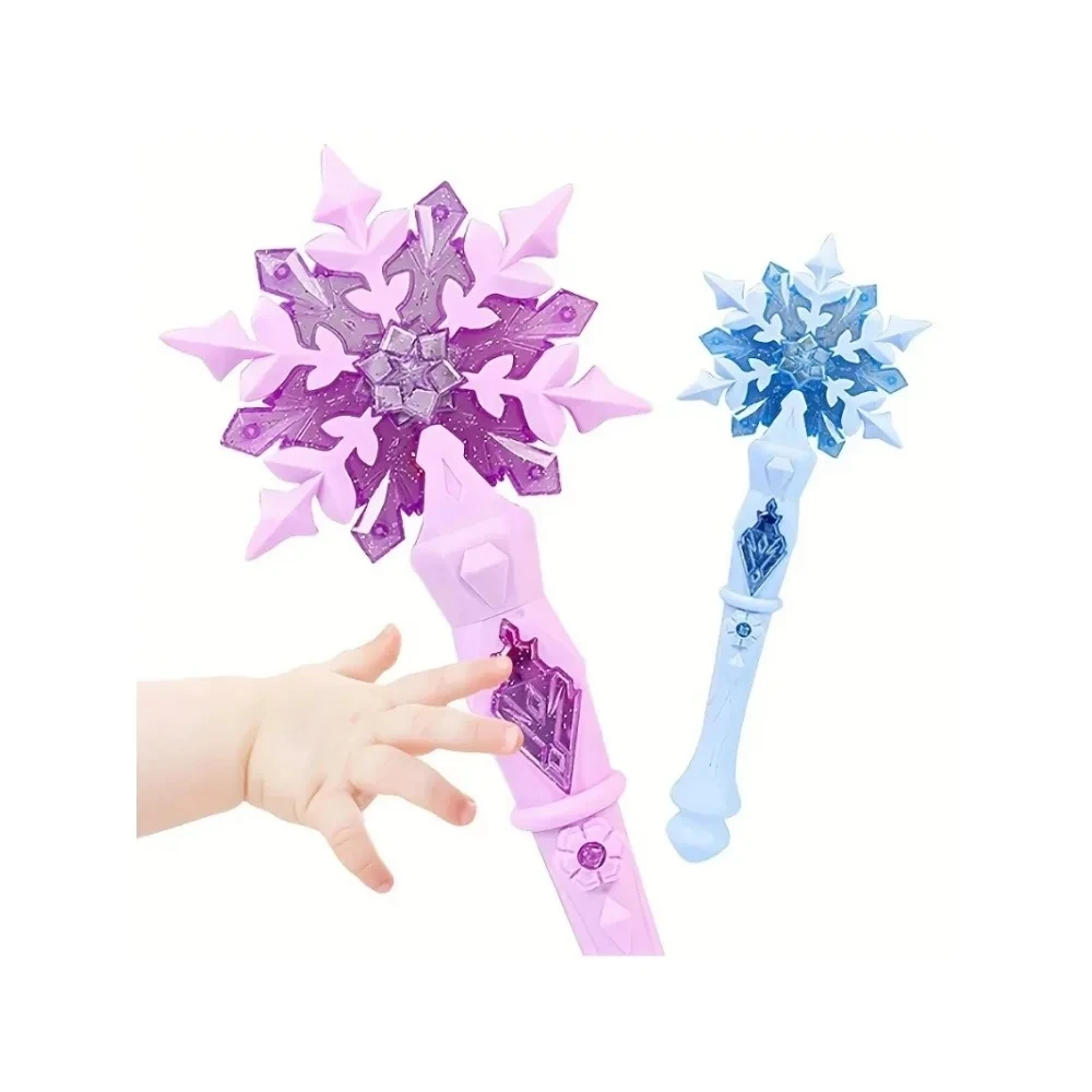 Varita de Nieve QPrincess, Juguete de Hadas para Niñas, Varitas Luminosas, Juguetes de Navidad y Halloween para Niños, Varitas con Luz y Sonido de Copo de Nieve, Disfraz Infantil