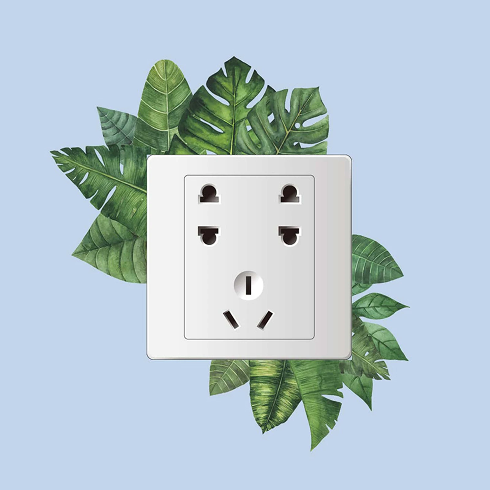 Tropical Plant Switch Sticker Waterproof PVC Self Adhesive Wall Decor for Bathroom Humid Environment