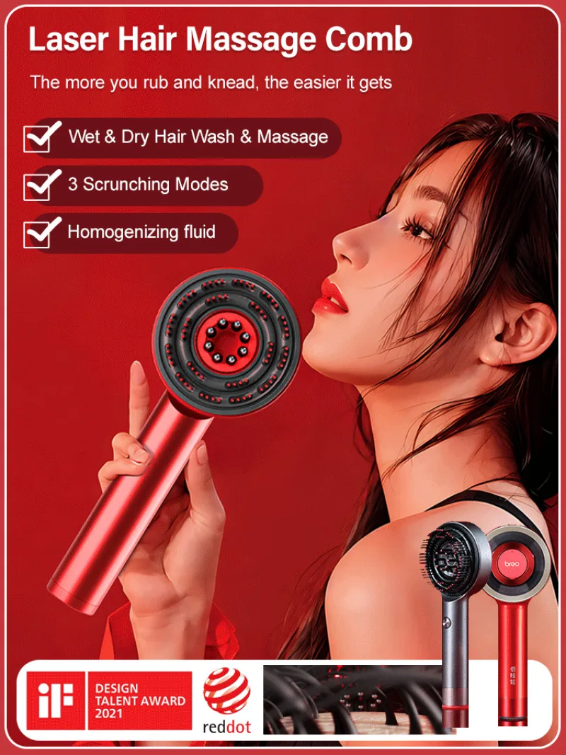 Hair Massage Comb Laser Comb Hair Loss Reduction Massage Relaxing Scalp Home Use Tangled Hair Comb Hair Brush Massage