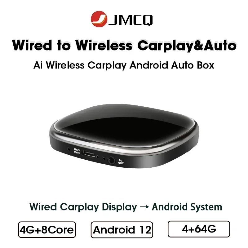 

JMCQ 4G Wireless Carplay Mini Box Wireless Android Auto Android System Ai Box 3 in 1 For BMW VW Fiat Toyota Benz GPS Portable