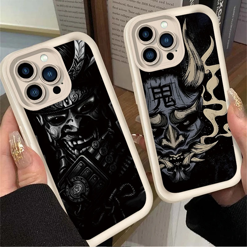 Terror Ghost Face Warrior Phone Case for iPhone 16 15 14 13 12 11 Pro Max XS X XR 8 7 6S Plus SE 2020 Soft Silicone Back Cover