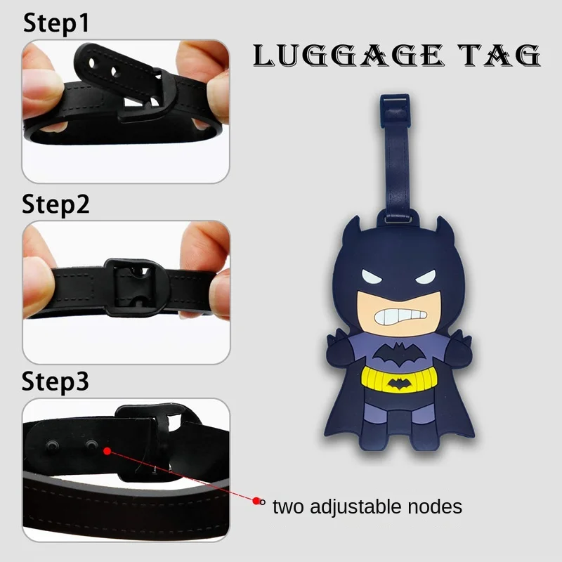 Batman Luggage Tag Cartoon Anime Suitcase Tag Fashion Silicon Luggage Name ID Address Label Portable Travel Accessories Label