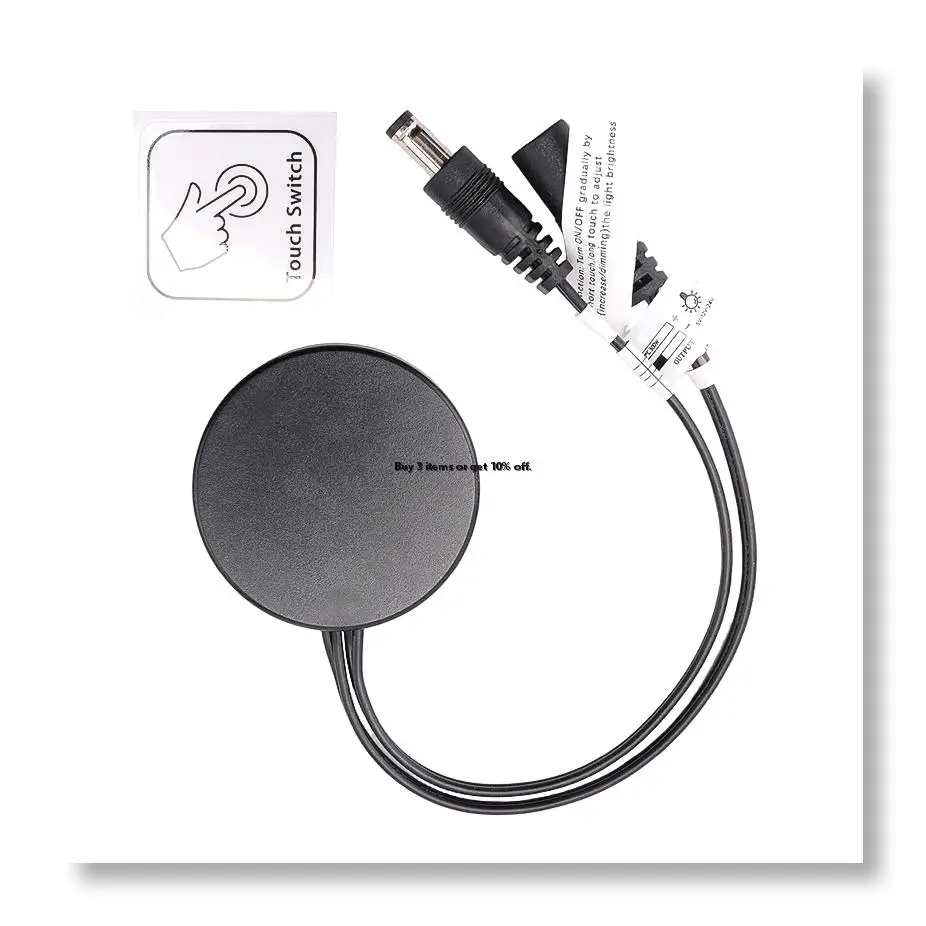 ●Wood Panel LED Touch Sensor Dimmer Switch Hidden Switch Touch Switch for LED Strip Black