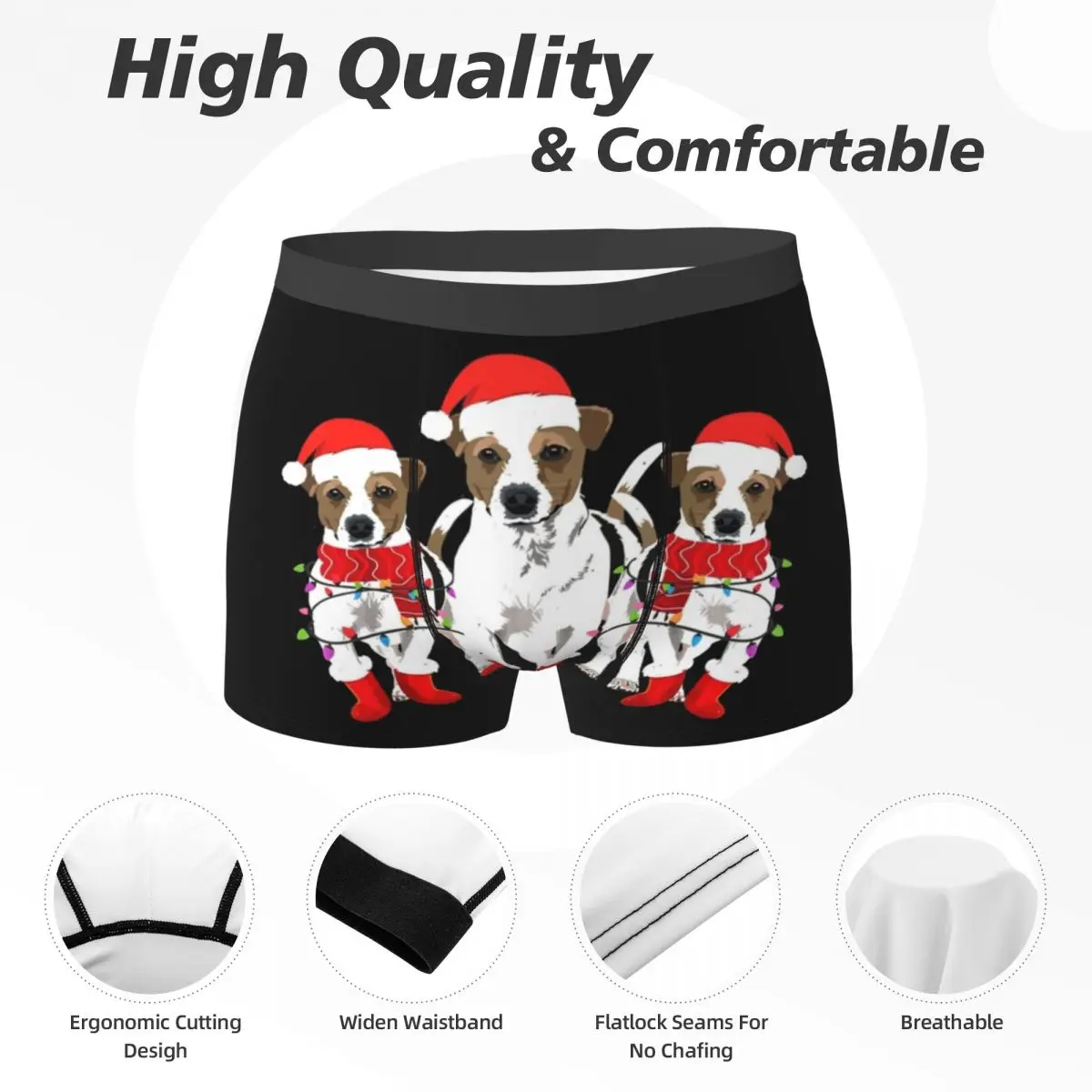 Boxer Unterhose Shorts Jack Russell Weihnachten Santa Hunde Höschen Männer atmungsaktive Unterwäsche für Homme Mann Freund Geschenk