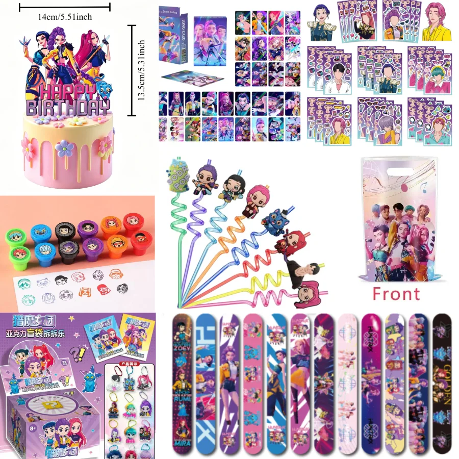 Kit de Lembrancinhas Temáticas K-Pop para Festa de Aniversário, Sacolas de Presente para Grupo Feminino, Balões e Carimbos, Suprimentos Variados para Decoração de Festas Infantis e Presentes