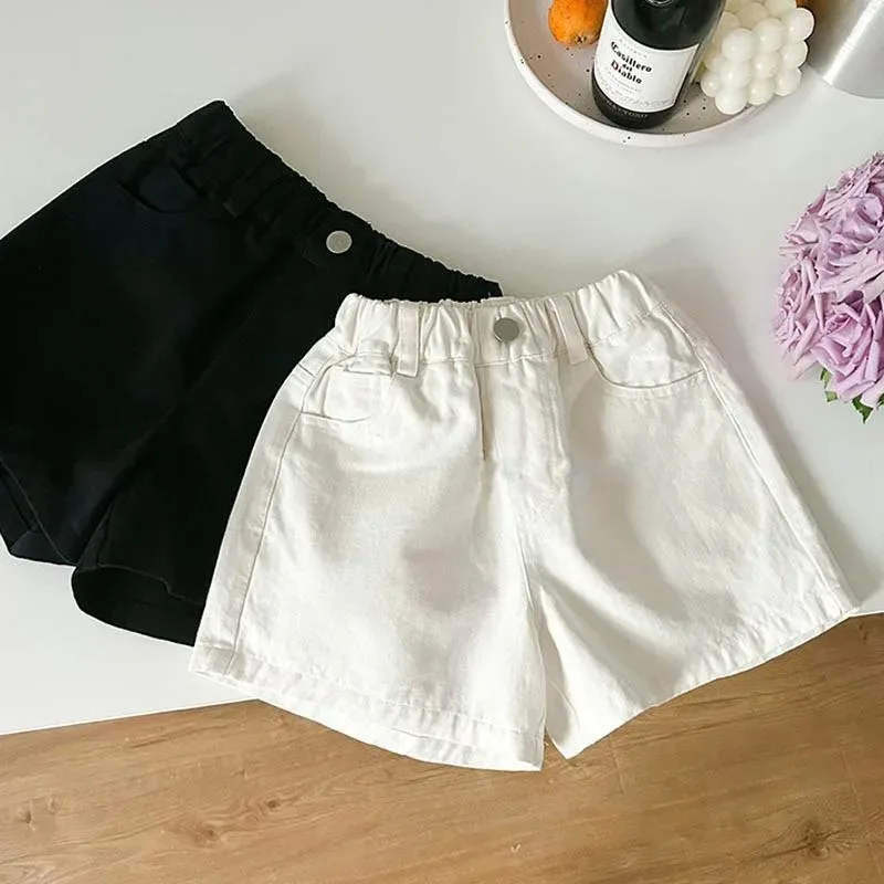 Summer Children Girl Shorts Solid Elastic Waist Kids Girl Shorts Loose Trendy Casual Versatile Toddler Girl Shorts