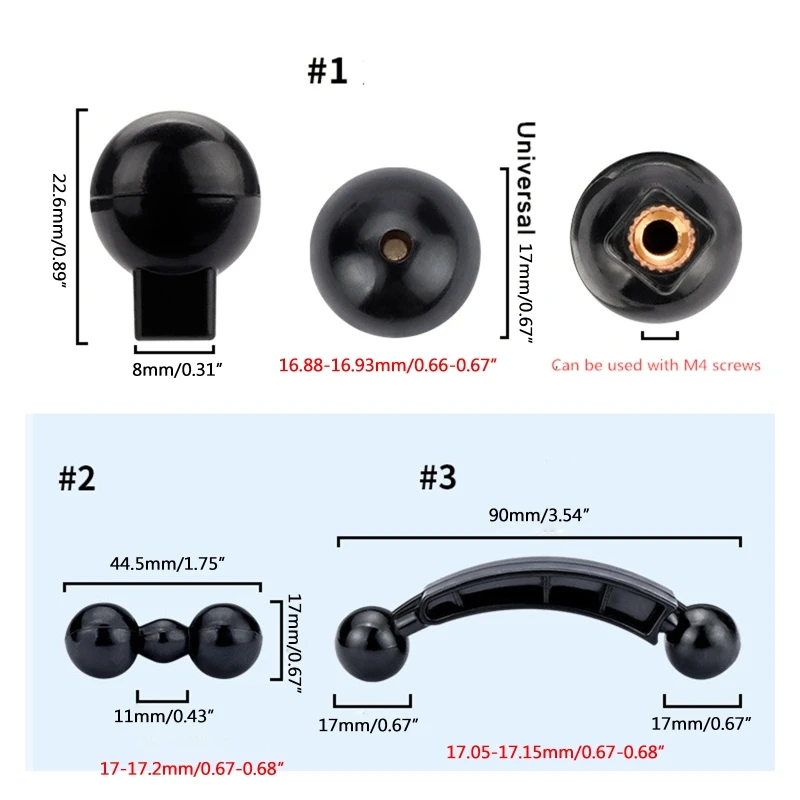 Universal 17mm Ball for Head Base Accessory Double Ball Joint Mount Adapter Connecting Bracket Car Phone Holder Accessor