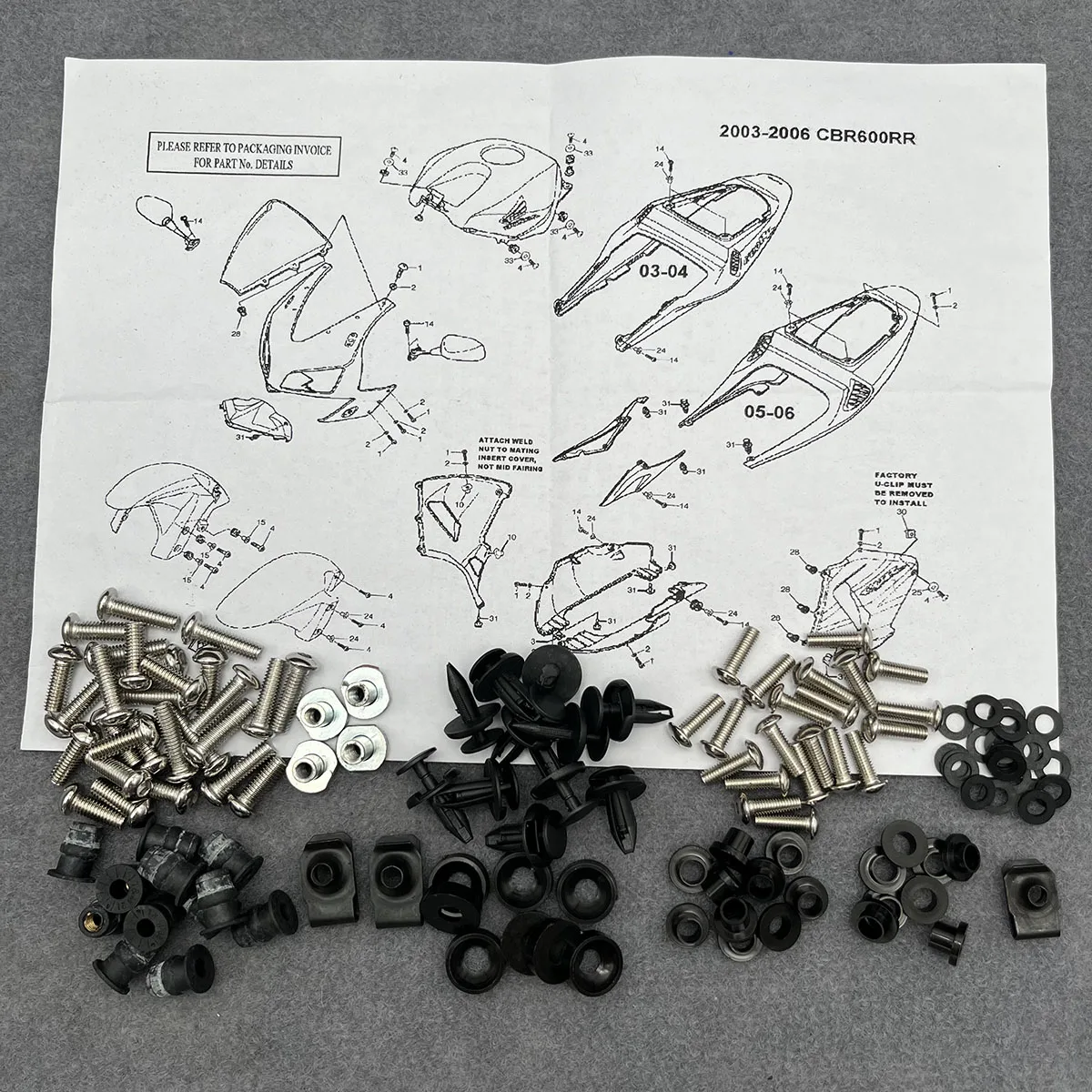 

Motorcycle Fairing Speed Nuts Washer Fastener Bolts Kit Clips Screws For Honda CBR600RR 2003 2004 2005 2006 F5 CBR 600 RR 03-06