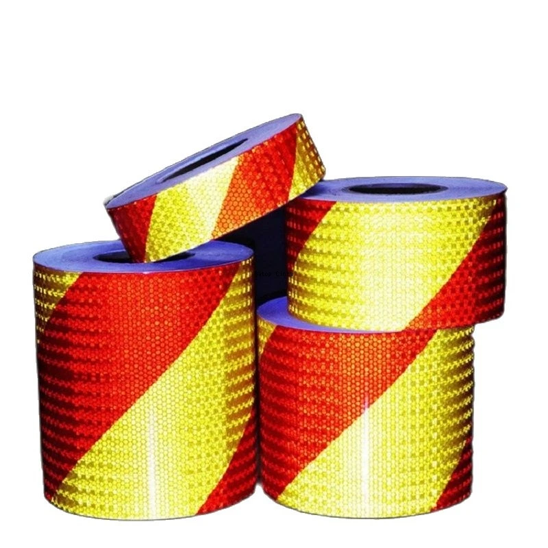 5cm/10cm/15cm/20cm*5M Red Yellow Twill Reflective Tapes Waterproof Adhesive Strips Hazard Reflector Warning Conspicuity Stickers